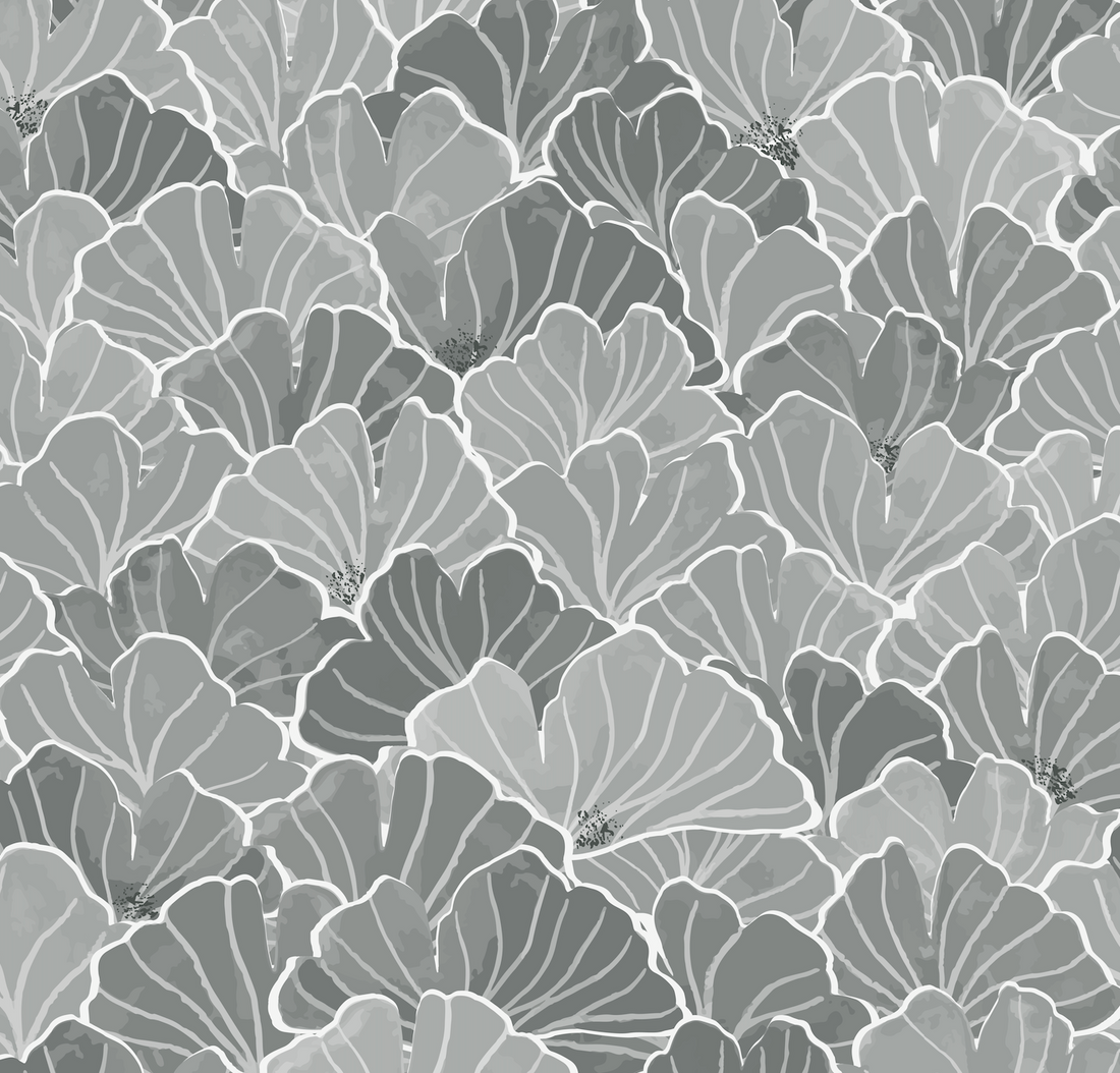 Ginkgo Floral Removable Wallpaper in Blue, White and Blush-Pink