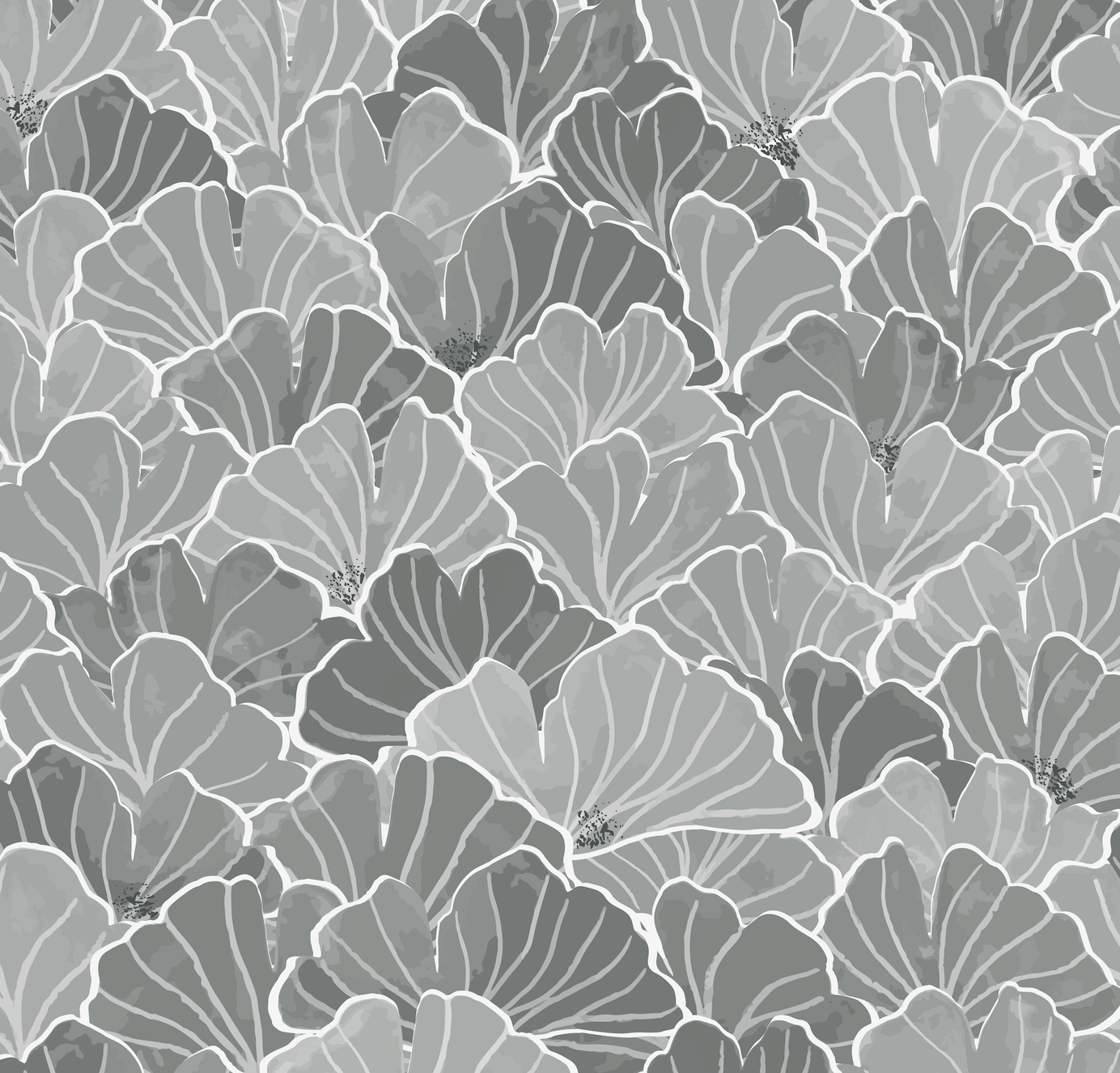 Ginkgo Floral Removable Wallpaper in Blue, White and Blush-Pink