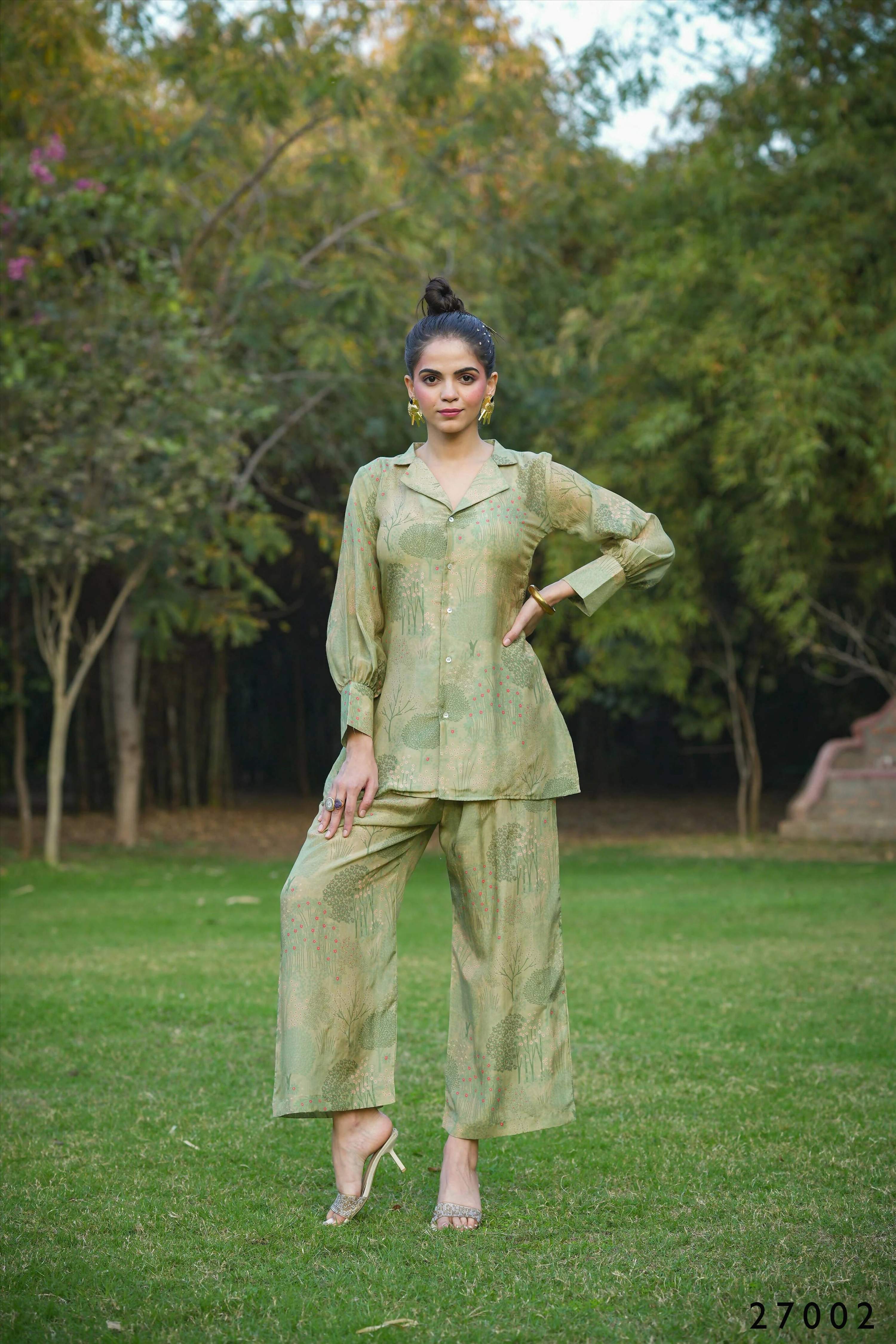 Women's Casual Mahendi Mull Cotton Co-ord Set - Anya Collection