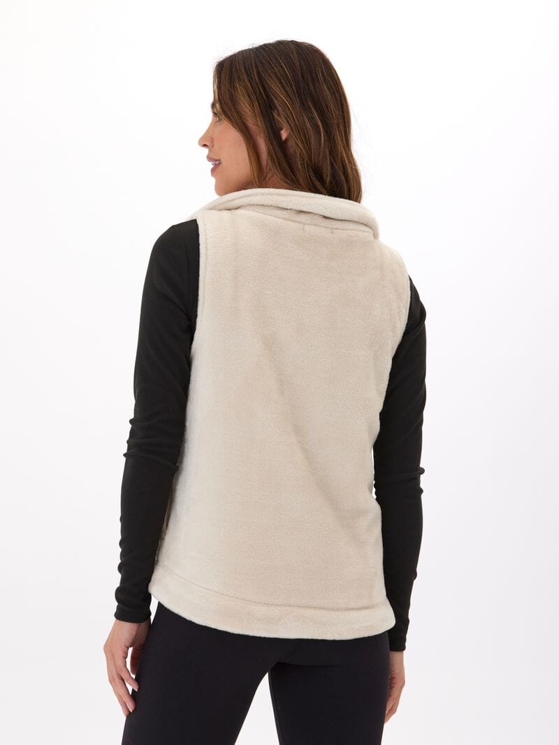 Kelsey Sherpa Vest in Cream - Relaxed Fit Snap Button Outerwear