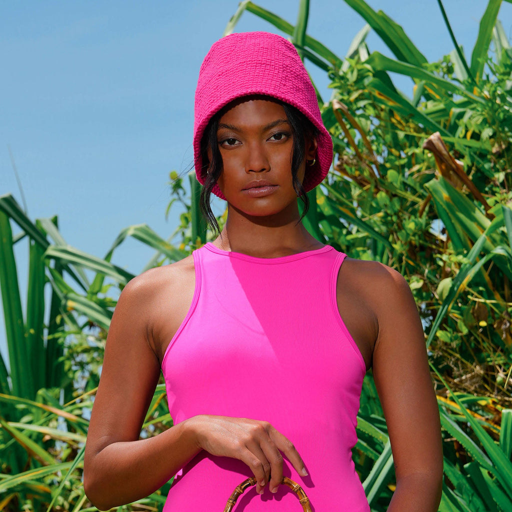 GANI Crochet Hat in Hot Pink