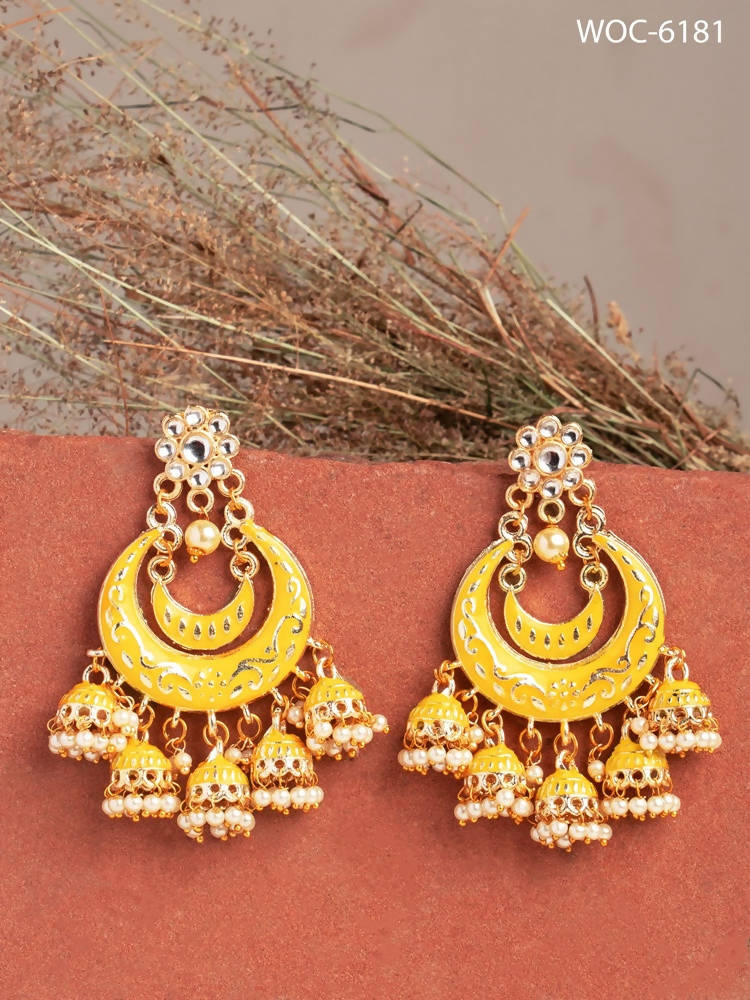 Traditional Silver Meenakari Kundan Jhumka Earrings for Kids