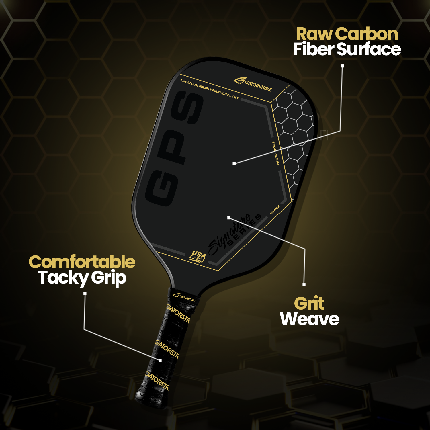 GPS T700 Control Pickleball Paddle with Carbon Fiber Face