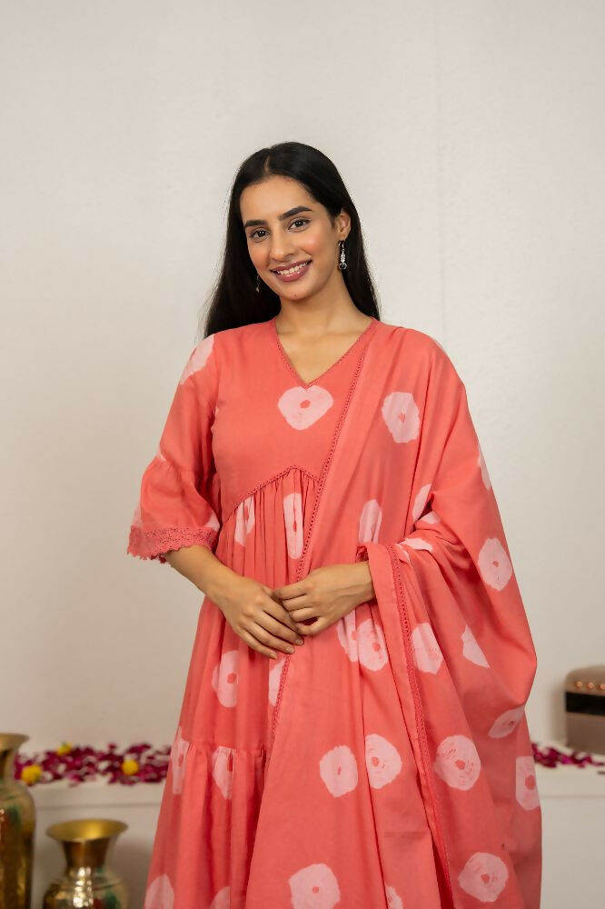 Pink Tie & Dye Cotton Suit Set for Women - Comfortable Ethnic Wear