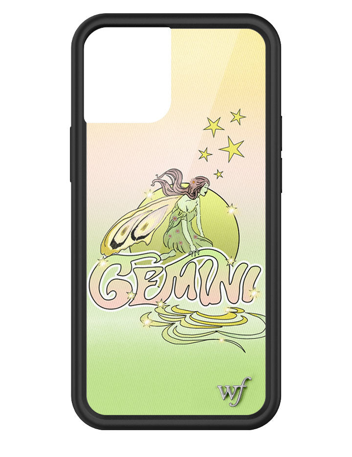 Gemini Zodiac iPhone Case with Fairy Art in Yellow Green - Image 3