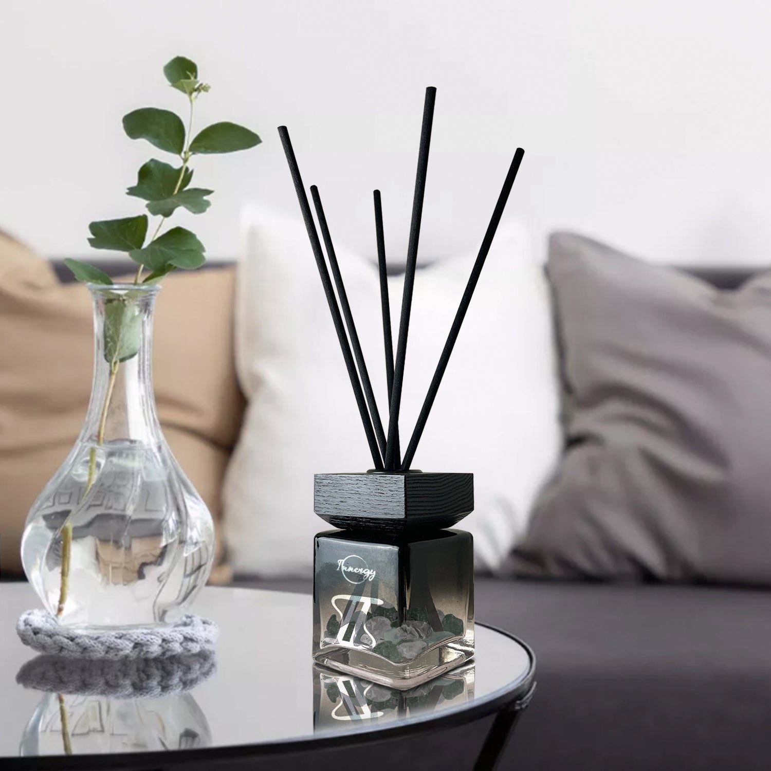Gemini Zodiac Crystal-Enhanced Reed Oil Diffuser, Midnight Tides Scent, 100ml