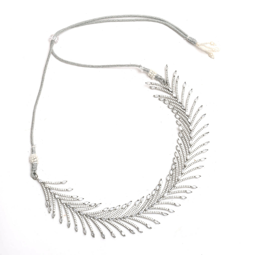 Silver-Plated American Diamond White Choker Necklace Set