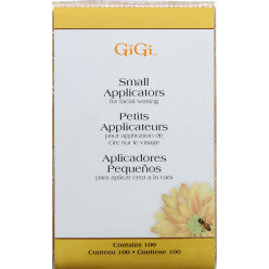 GiGi small disposable wooden spatula applicators for professional salon waxing in a 100 count pack