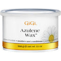 GiGi Azulene Wax 13 oz jar with white and gold packaging and a floral design.