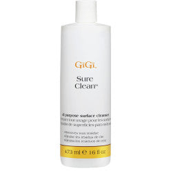 16oz Sure Clean bottle in white with gold branding, suitable for modern bathroom storage.
