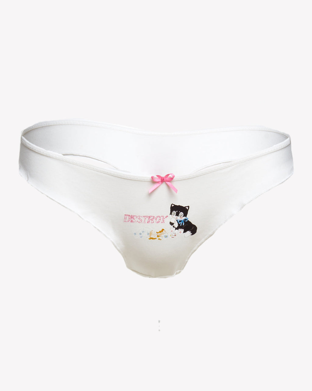 Destroy Kitty Cotton Frill Cheekster Panty in White or Pink