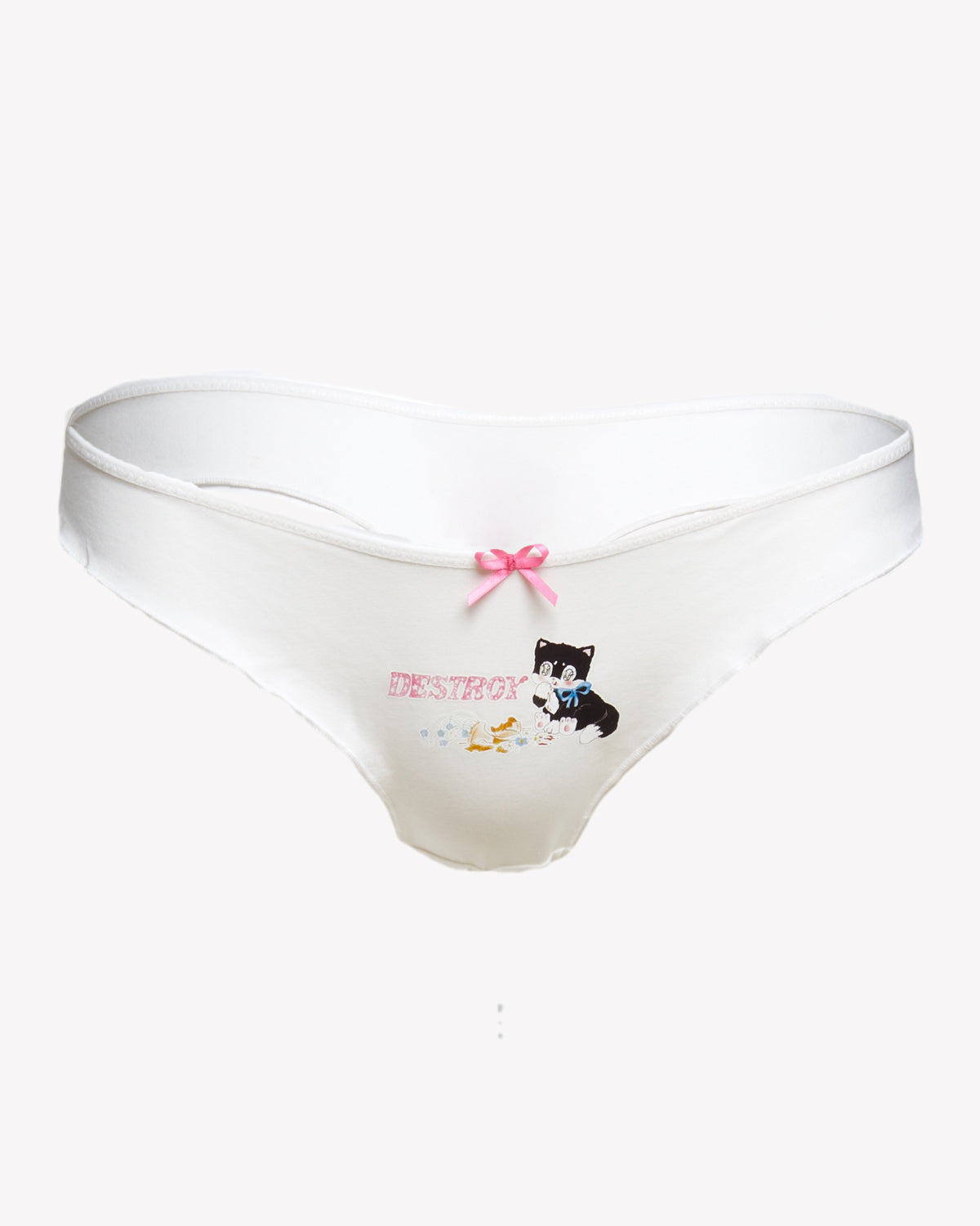 Destroy Kitty Cotton Frill Cheekster Panty in White or Pink
