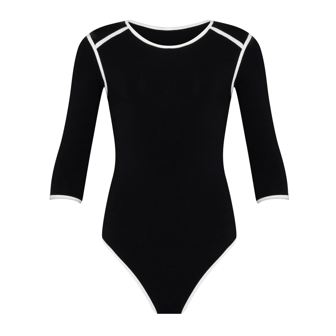 The Girl 3/4 Sleeve Active Bodysuit In Black | Lenzing™ Viscose Stretch Fit