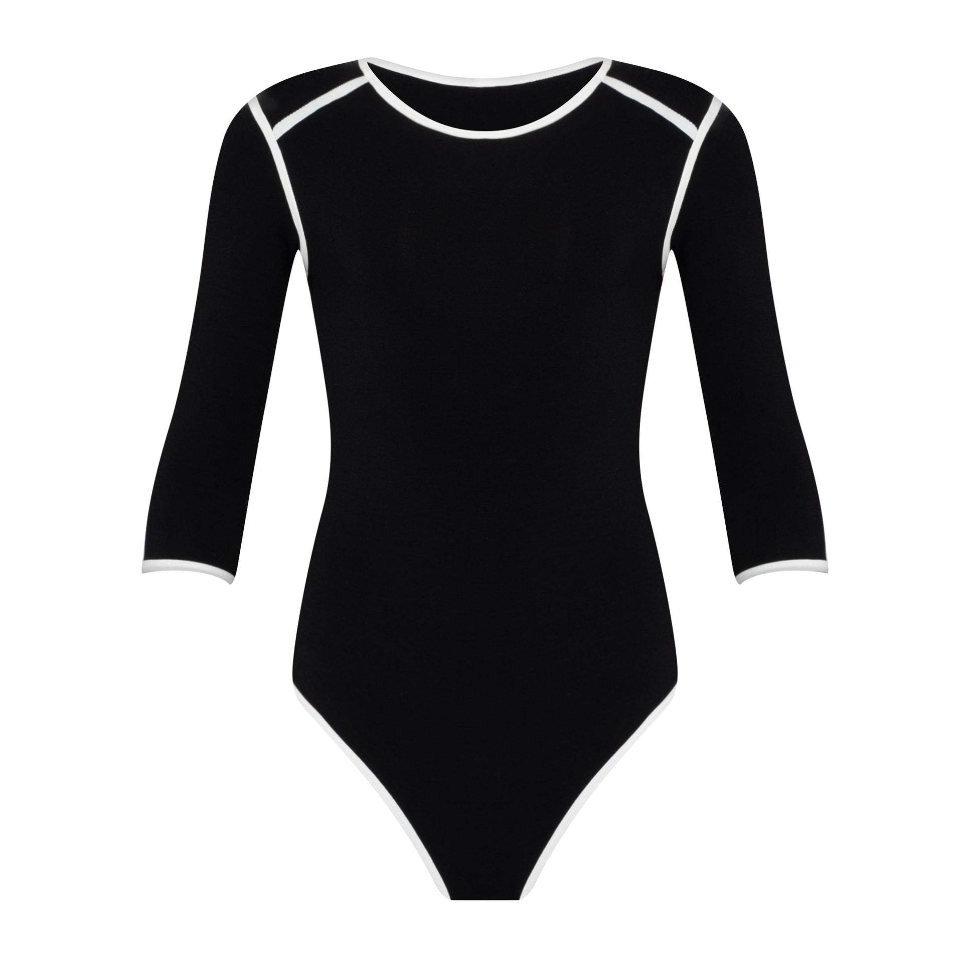 The Girl 3/4 Sleeve Active Bodysuit In Black | Lenzing™ Viscose Stretch Fit