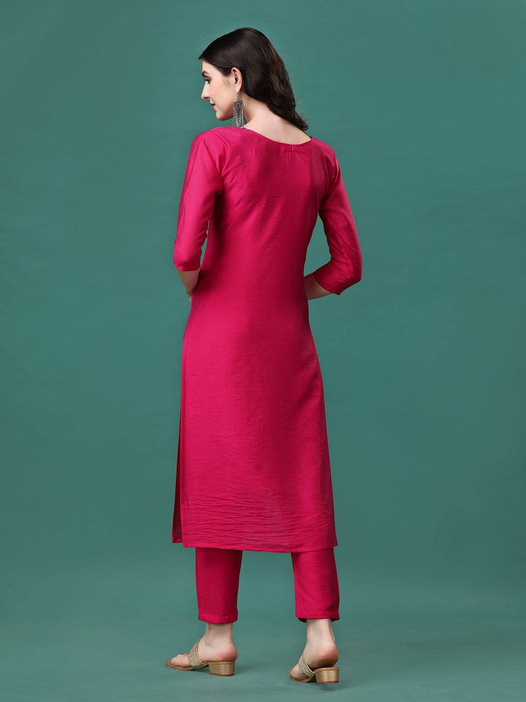Multicolor Hand Embroidered Kurta Set with Dupatta