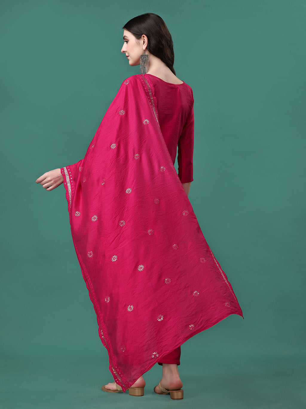 Multicolor Hand Embroidered Kurta Set with Dupatta