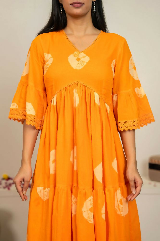 Orange Tie & Dye Cotton Dress