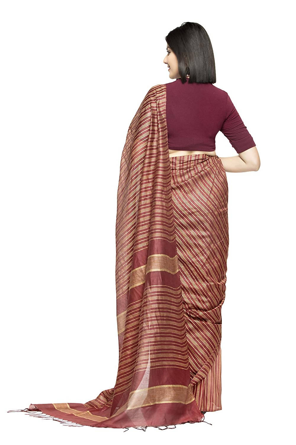 Maroon Bhagalpuri Silk Saree with Matching Blouse Piece