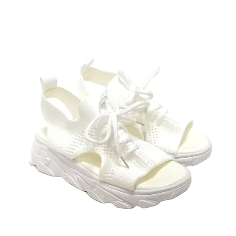 Women's Casual Hollow Thick Bottom Knit Beach Sandals - Image 2