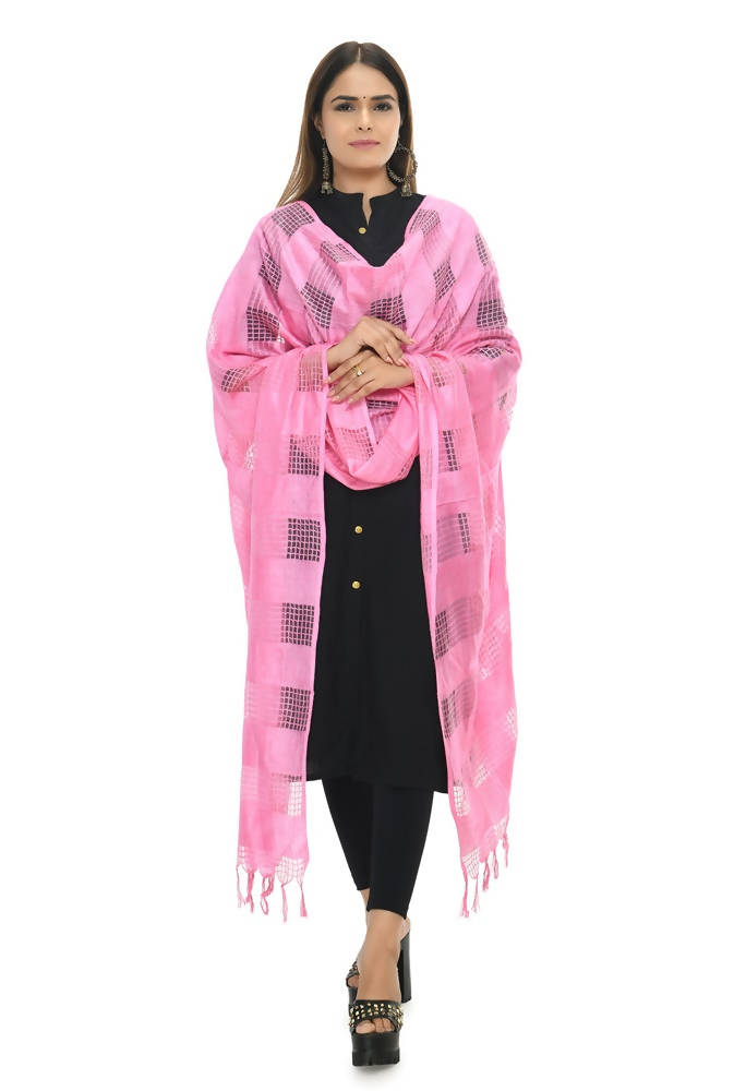 Baby Pink Window Dupatta for Kids - Soft Cotton Traditional Accessory