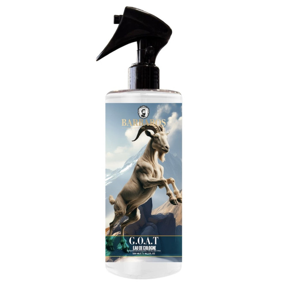 BARBAROS G.O.A.T. Cologne 500ml bottle featuring a high-energy citrus and marine scent profile.
