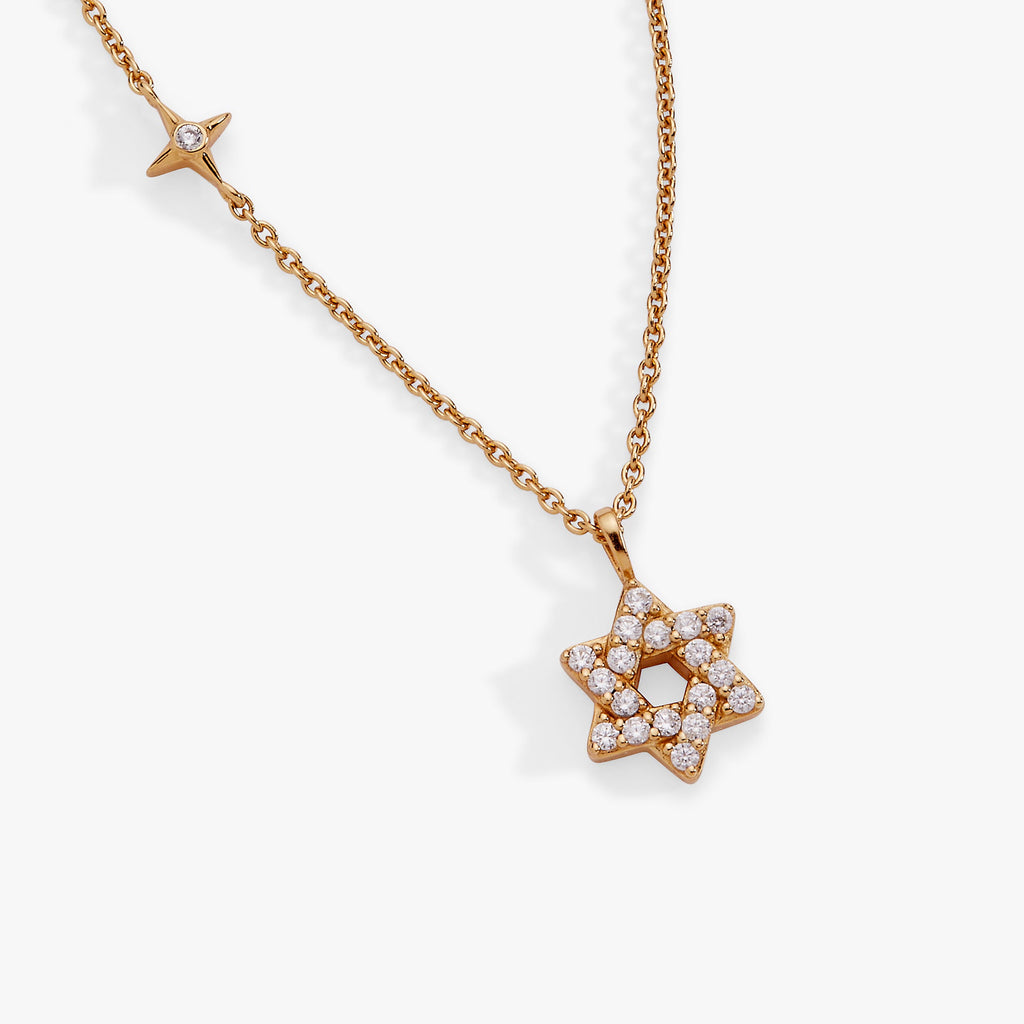 Delicate Star of David Pendant Necklace in Gold-Plated Silver