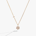 Gold-plated sterling silver Star of David pendant necklace with clear pave crystals.