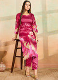 Pink Printed Cotton Rayon Kurta and Pant Set