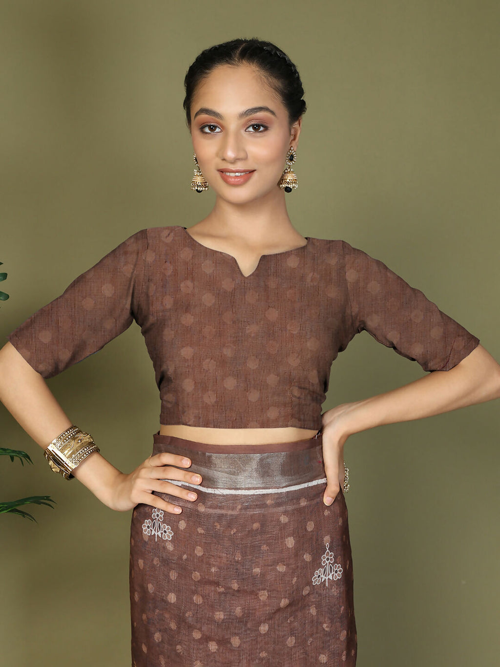 Versatile Brown Cotton Saree for Everyday Elegance