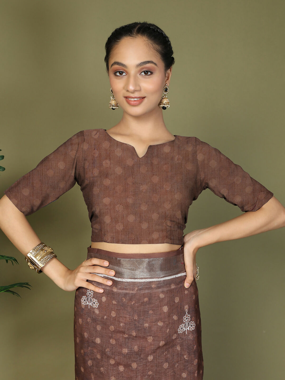 Versatile Brown Cotton Saree for Everyday Elegance