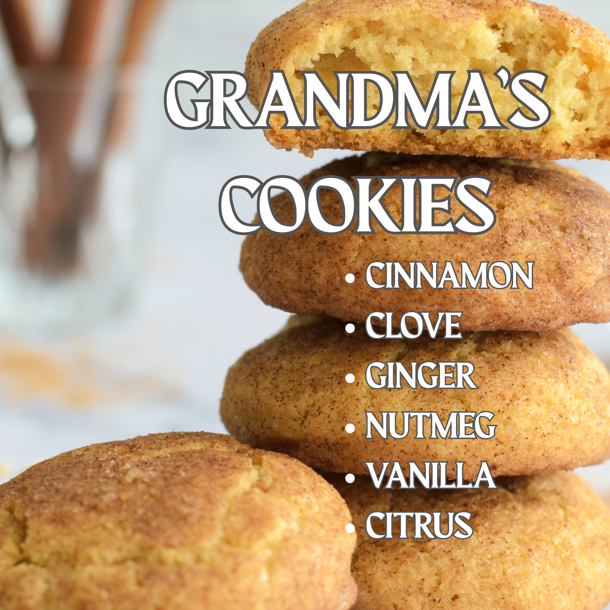 Grandma's Cookies Soy Wax Candle - Cinnamon, Clove, Nutmeg, Ginger, Vanilla, and Citrus