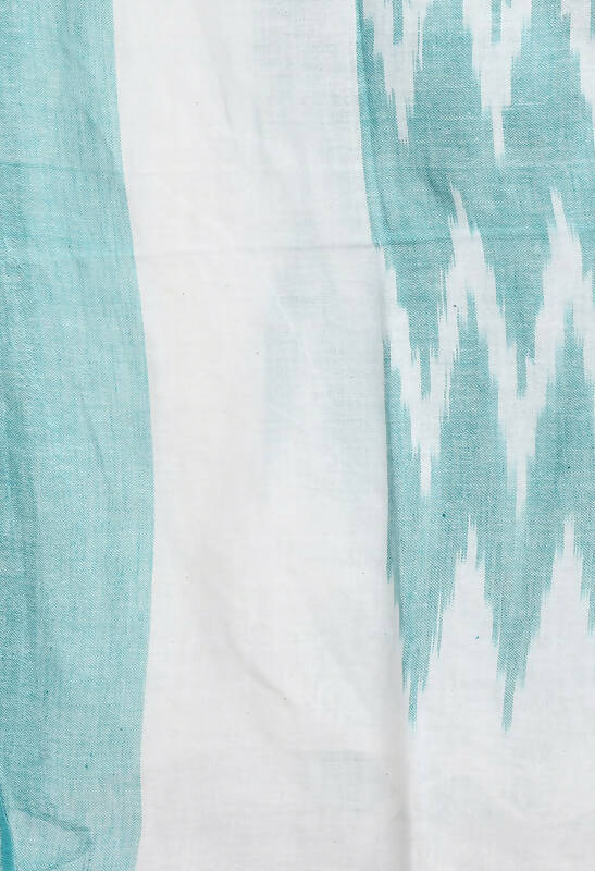 Handloom Cotton Ikkat Sea Green Dupatta for Women