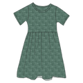 Green Plaid Bamboo Ruffle Spin Dress (Pre-Order)