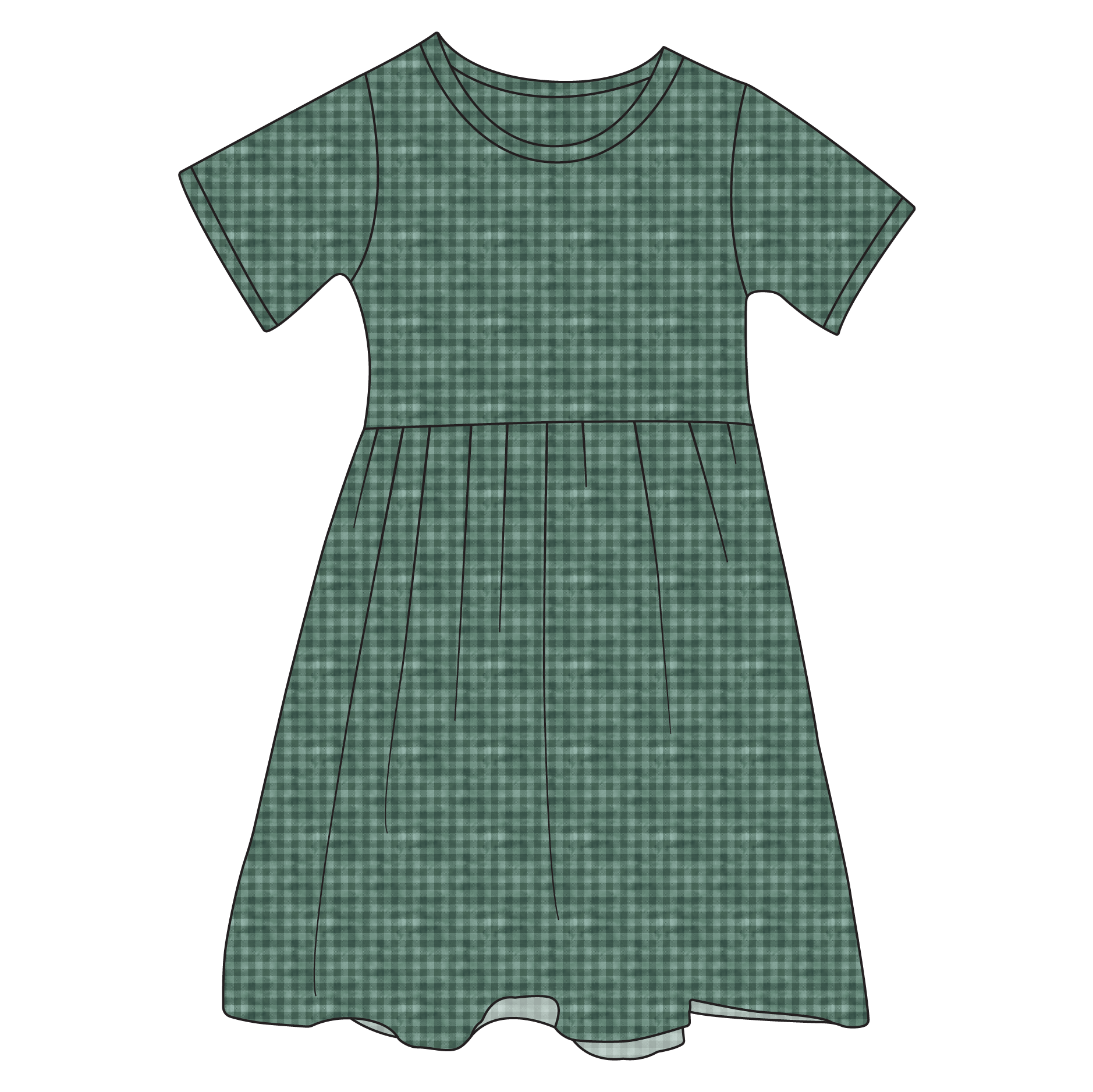 Green Plaid Bamboo Ruffle Spin Dress (Pre-Order)