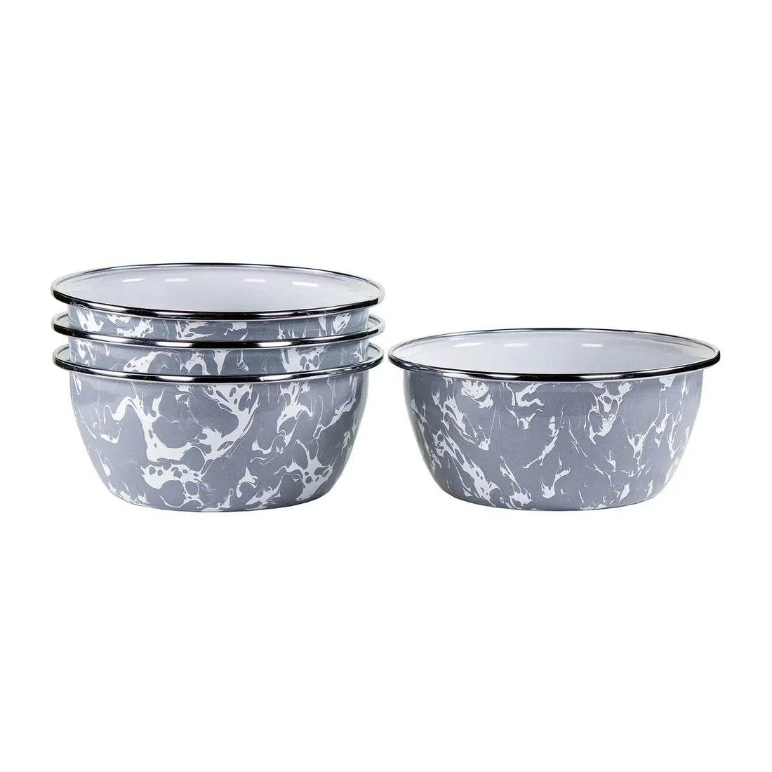 Aspen Grove Enamelware Salad Bowls - Rustic Set of 4
