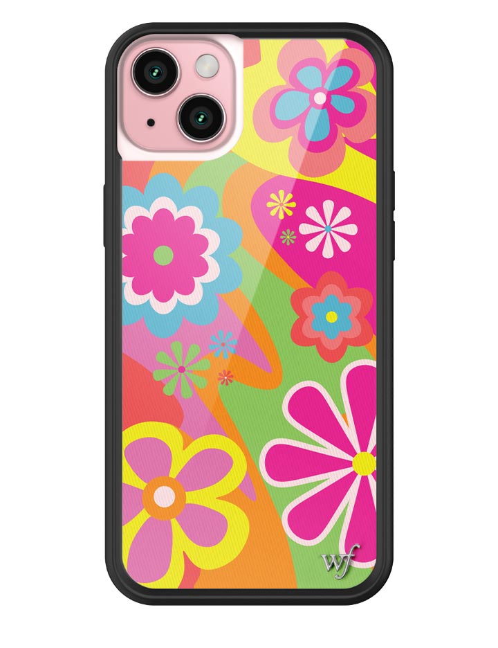Flower Power Retro Floral iPhone Case with Pink Details - Image 3