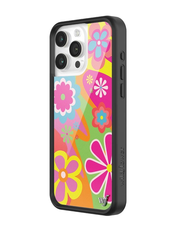 Flower Power Retro Floral iPhone Case with Pink Details - Image 2