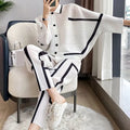 Women's Geometric Pleated Cardigan Set for Fall/Winter