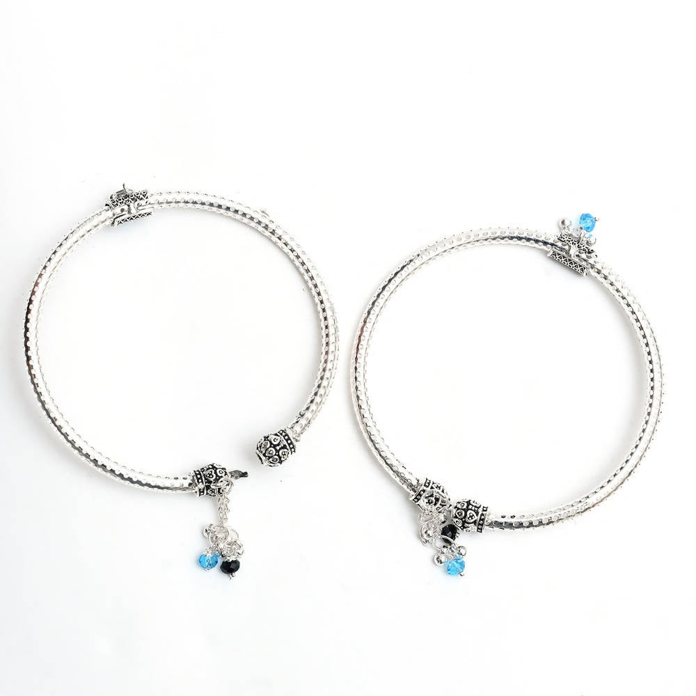 Oxidised Silver Kadiyam Style Traditional Anklets