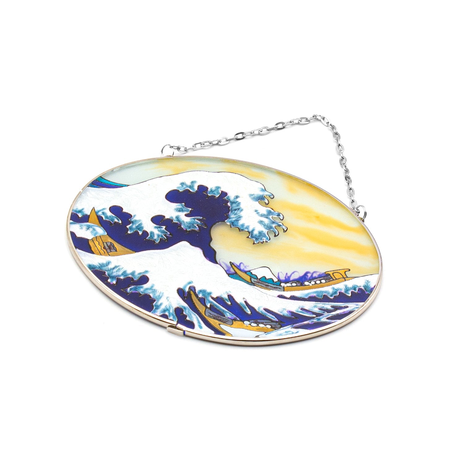 The Great Wave off Kanagawa Glass Suncatcher 6.25"x5"