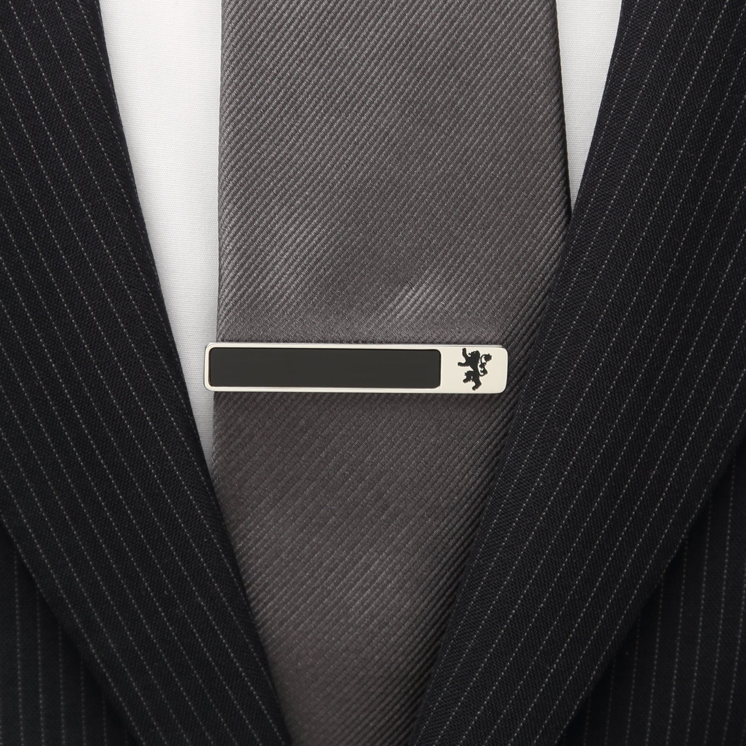 Game of Thrones Lannister Lion Onyx Stainless Steel Tie Clip