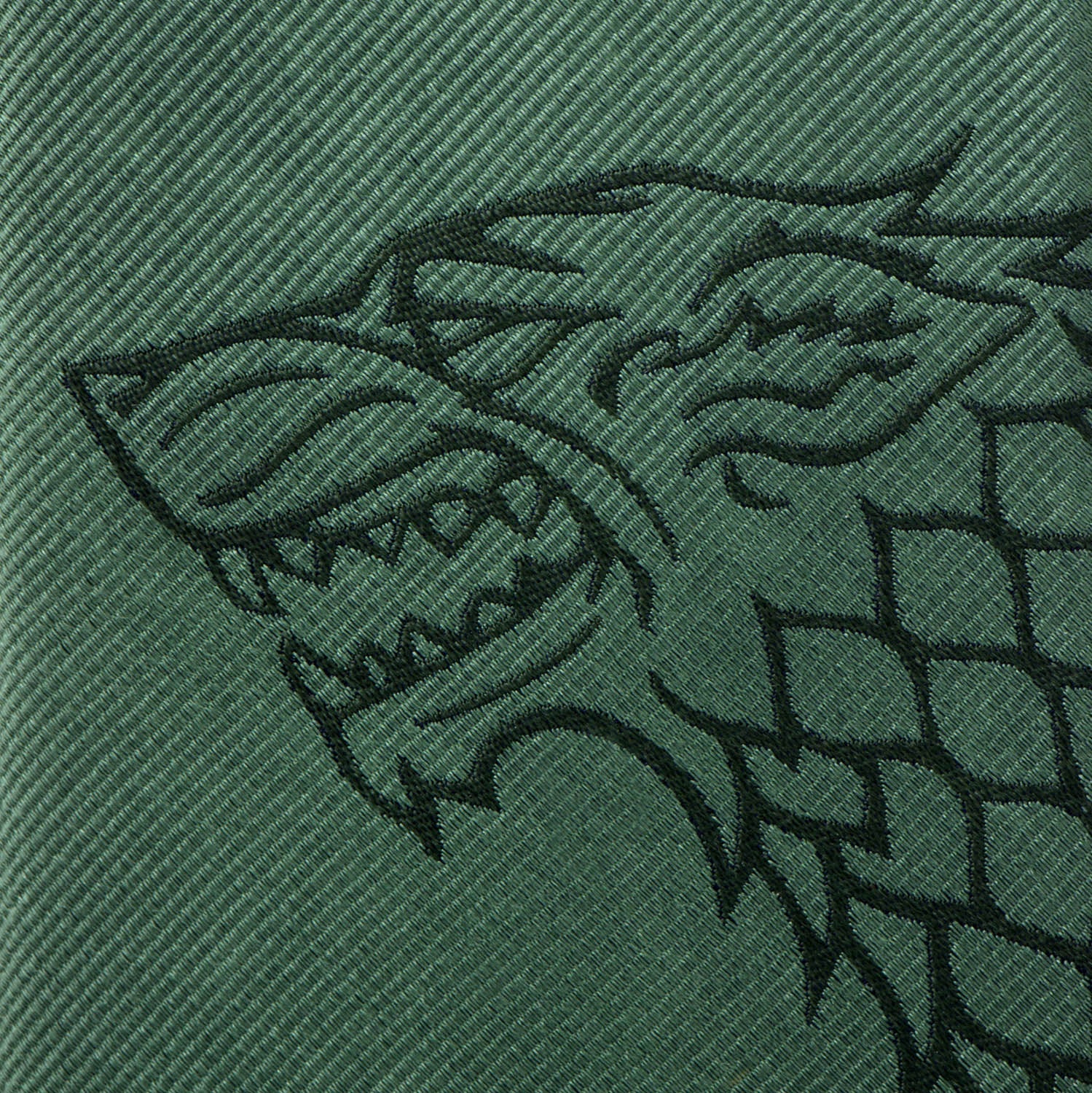 Game of Thrones House Stark Direwolf Sigil Green Silk Tie