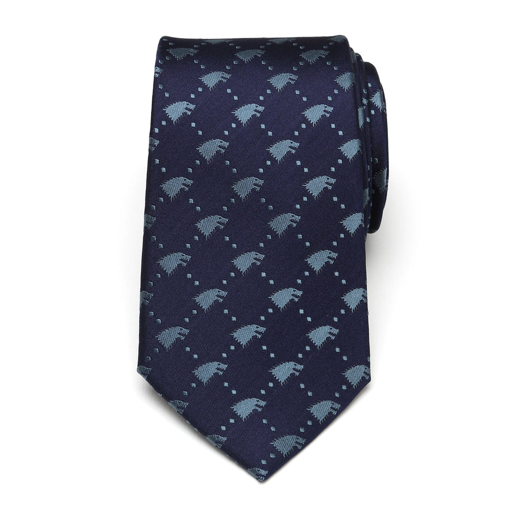 Game of Thrones Stark Direwolf Navy Blue Slim Silk Necktie - Image 3