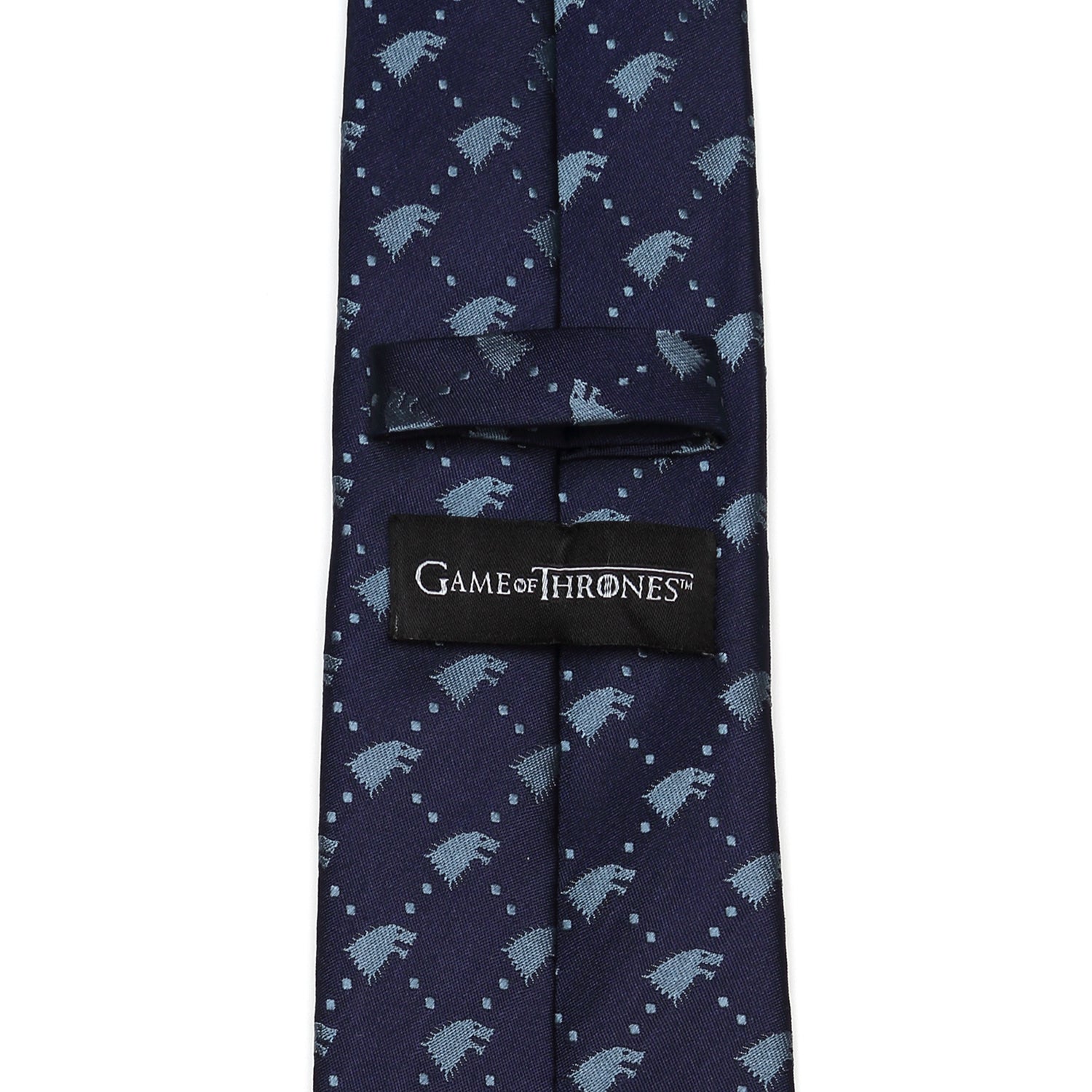 Game of Thrones Stark Direwolf Navy Blue Slim Silk Necktie - Image 4