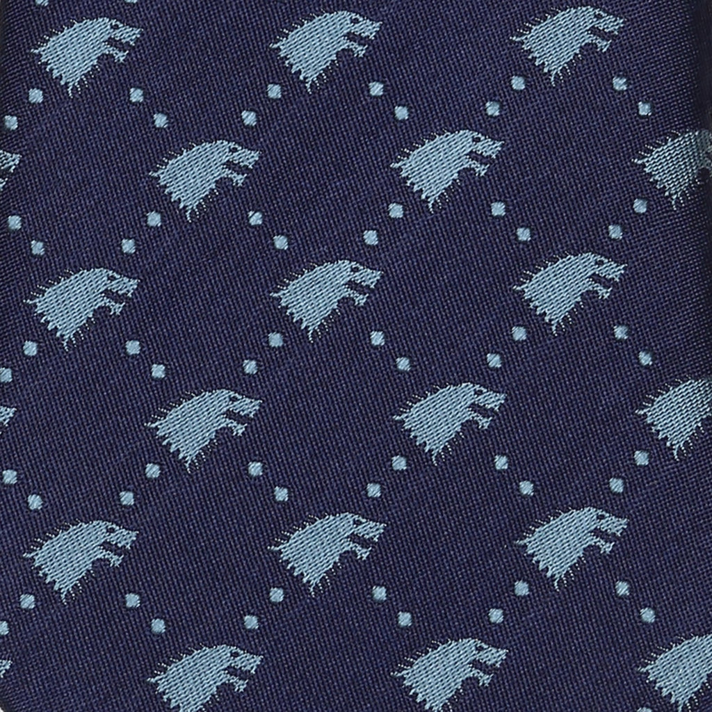 Game of Thrones Stark Direwolf Navy Blue Slim Silk Necktie - Image 5
