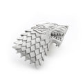 Game of Thrones Stark Direwolf sigil lapel pin with antiqued silver finish