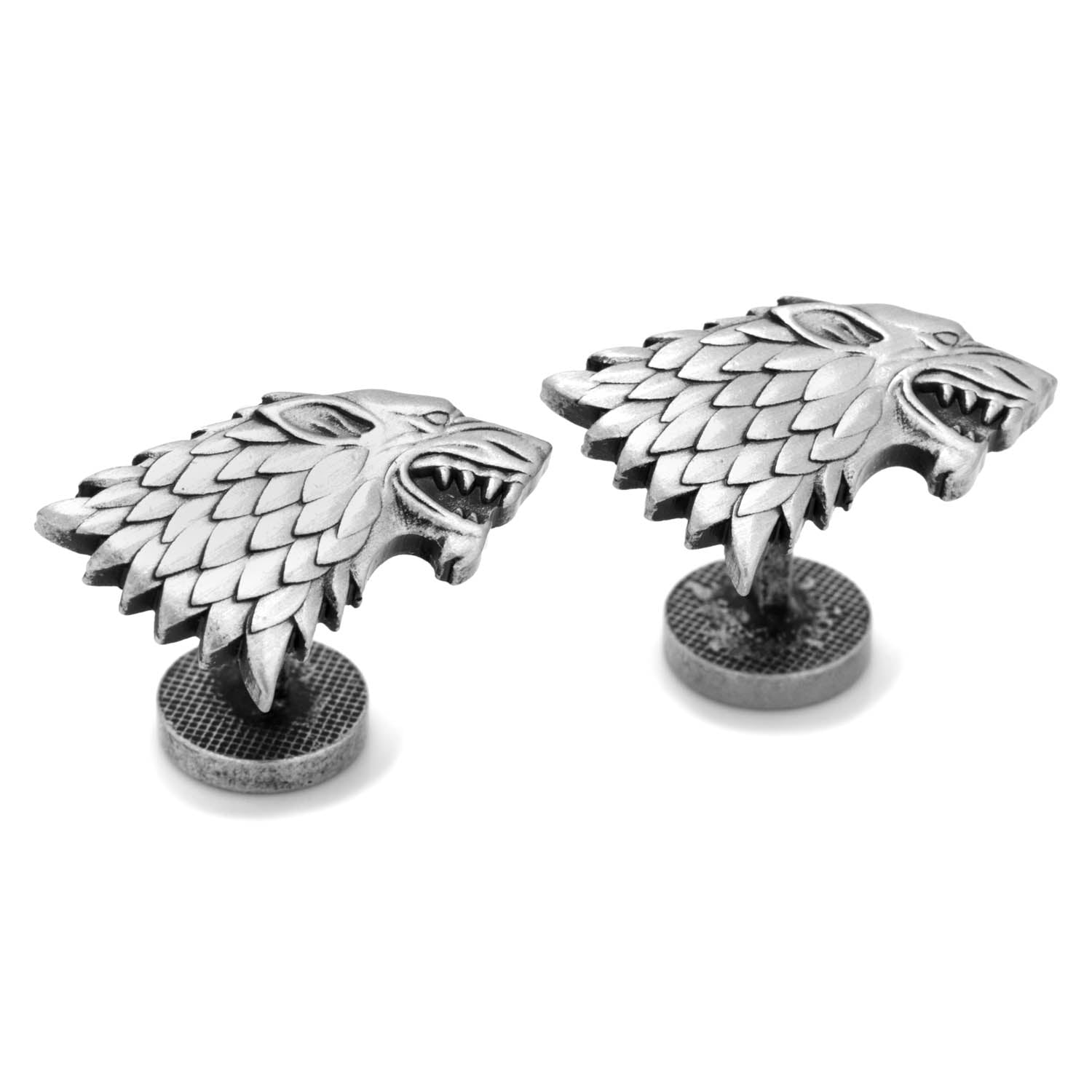 Game of Thrones House Stark Direwolf Sigil Silver Cufflinks - Image 2