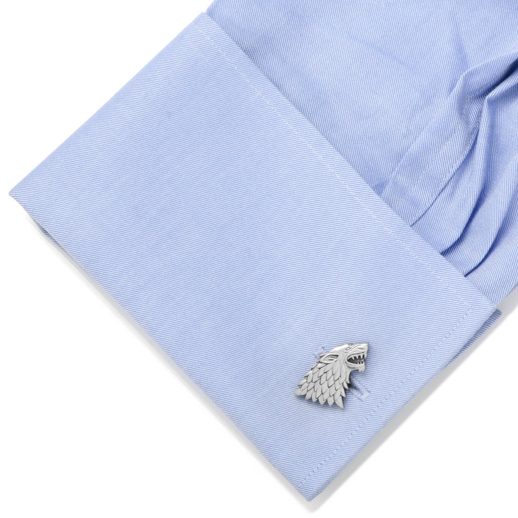 Game of Thrones House Stark Direwolf Sigil Silver Cufflinks - Image 3
