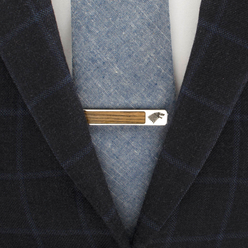 Game of Thrones Stark Direwolf Inlaid Wood Tie Clip - Image 2
