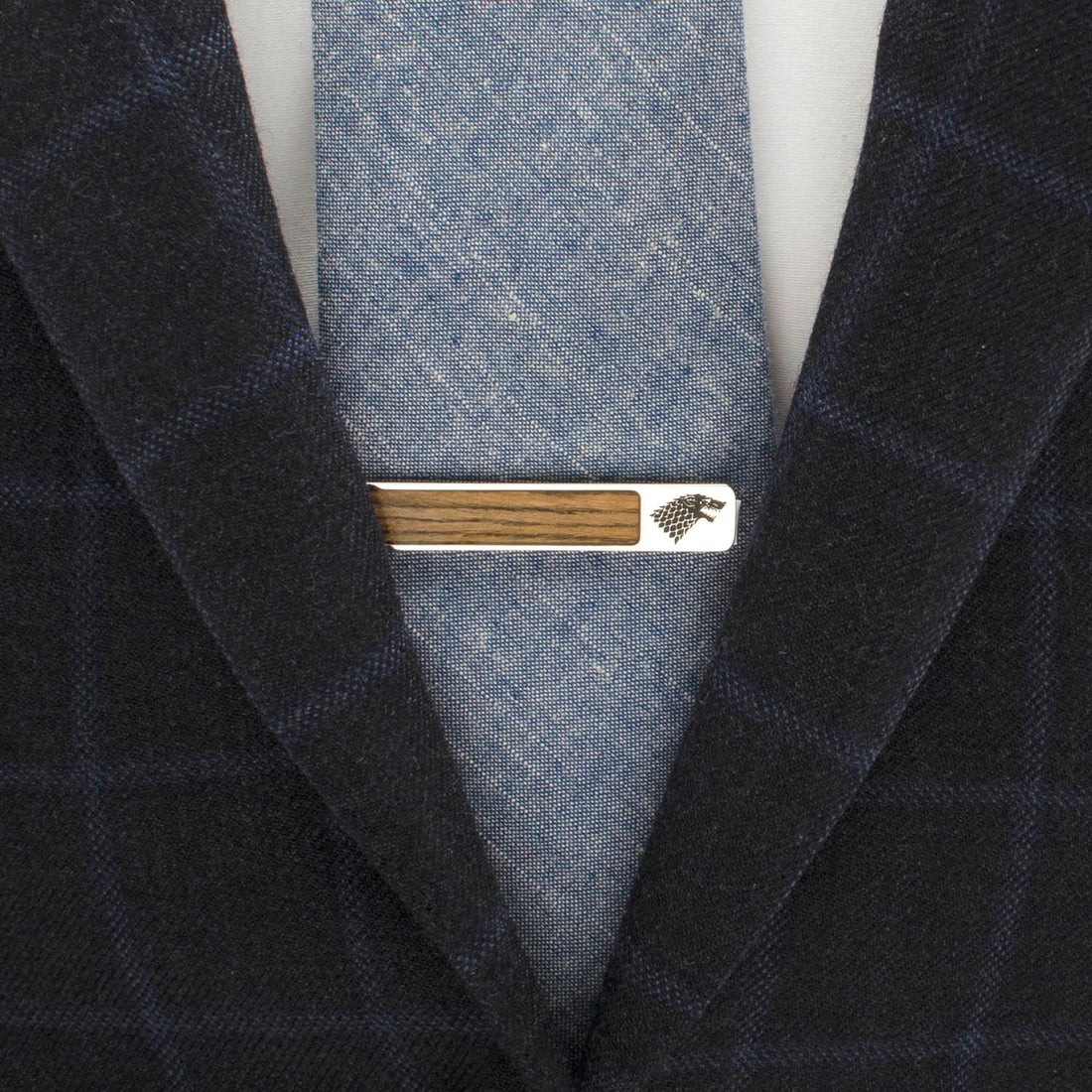 Game of Thrones Stark Direwolf Inlaid Wood Tie Clip - Image 2
